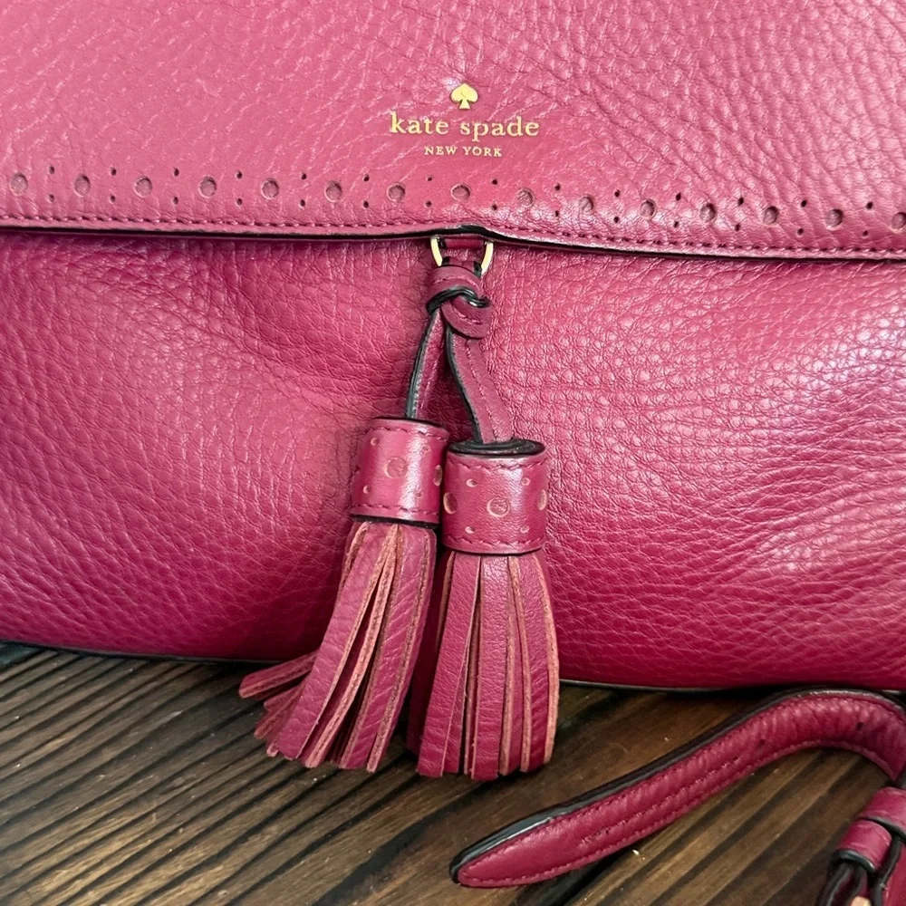 Kate Spade James Street Sparrow satchel in burgundy pebbled leather